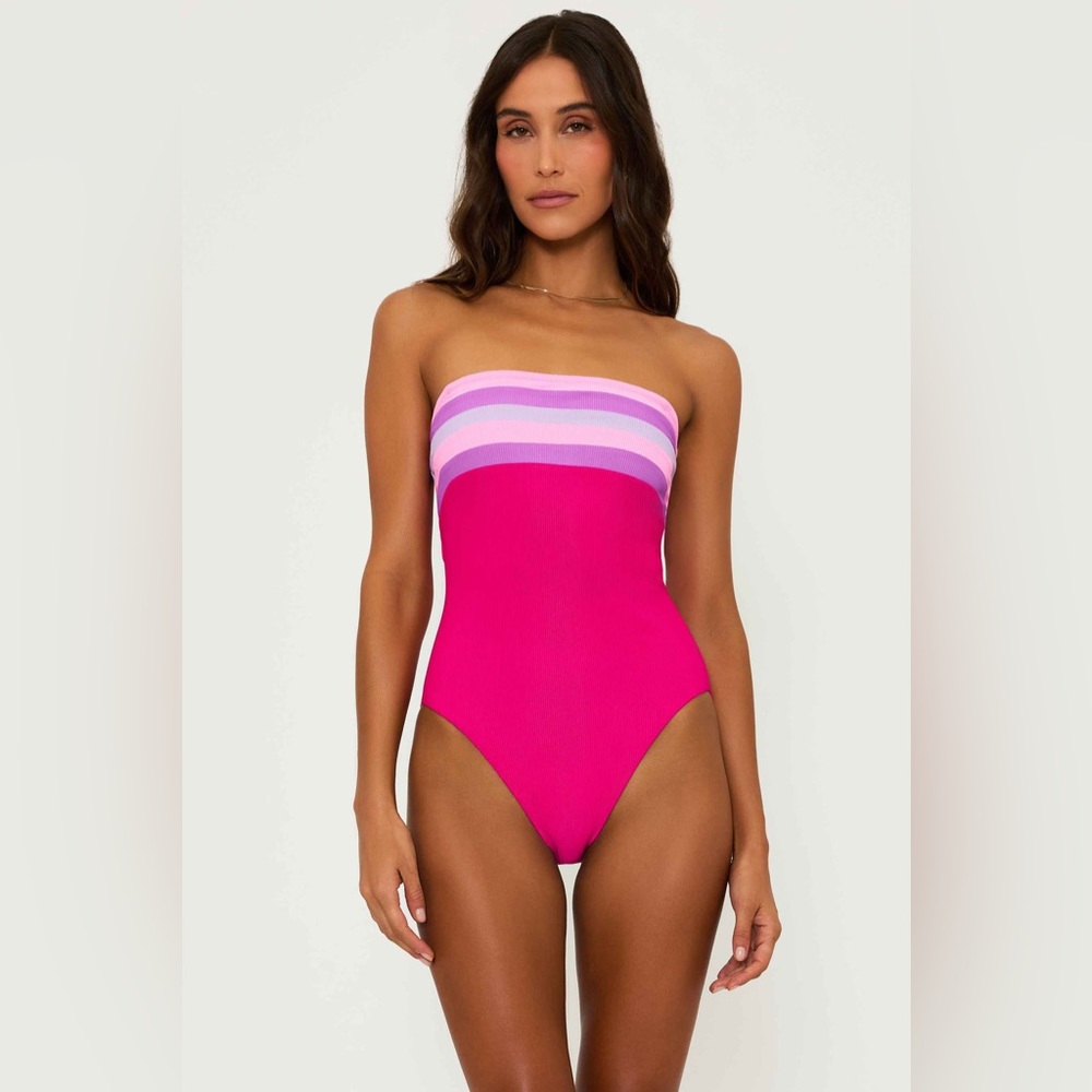 Beach Riot Jessa One Piece Raspberry Colorblock, Size Large, $178 - Picture 7 of 14